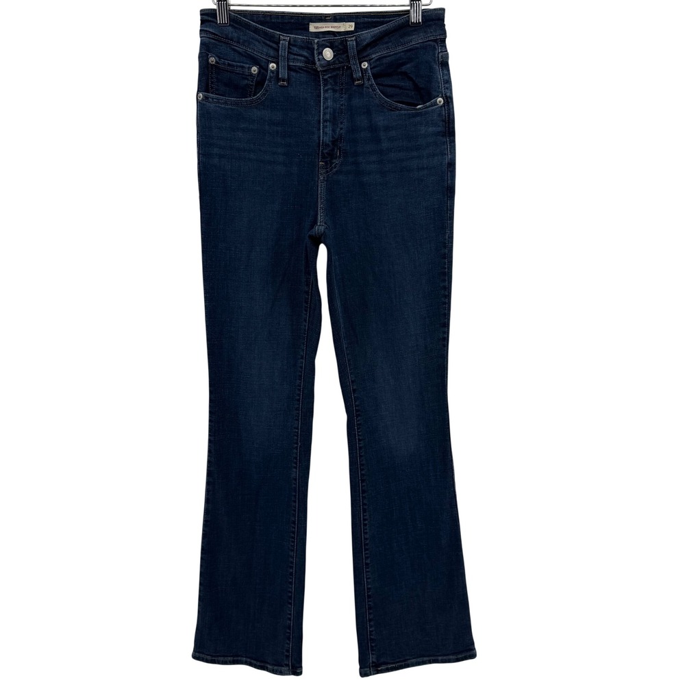 Levi's 725 High Rise Bootcut Jeans Women 29x32 Dark Blue Wash Stretch Denim